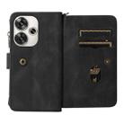 For Xiaomi Poco F6 Skin Feel Multi Card Slots Zipper Wallet Leather Phone Case(Black) - 3