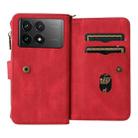 For Xiaomi Poco F6 Pro Skin Feel Multi Card Slots Zipper Wallet Leather Phone Case(Red) - 3