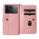 For Xiaomi Poco F6 Pro Skin Feel Multi Card Slots Zipper Wallet Leather Phone Case(Pink) - 3