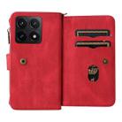 For Xiaomi 14T Skin Feel Multi Card Slots Zipper Wallet Leather Phone Case(Red) - 3