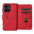 For Redmi 13 4G Global Skin Feel Multi Card Slots Zipper Wallet Leather Phone Case(Red) - 3