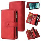 For Redmi Note 14 5G Skin Feel Multi Card Slots Zipper Wallet Leather Phone Case(Red) - 1