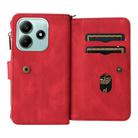 For Redmi Note 14 5G Skin Feel Multi Card Slots Zipper Wallet Leather Phone Case(Red) - 3