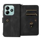 For Redmi Note 14 5G Skin Feel Multi Card Slots Zipper Wallet Leather Phone Case(Black) - 3