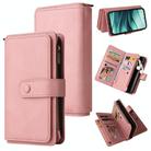 For Redmi Note 14 5G Skin Feel Multi Card Slots Zipper Wallet Leather Phone Case(Pink) - 1