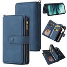 For Redmi Note 14 5G Skin Feel Multi Card Slots Zipper Wallet Leather Phone Case(Blue) - 1