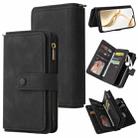 For Honor 200 Pro Skin Feel Multi Card Slots Zipper Wallet Leather Phone Case(Black) - 1