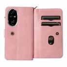 For Honor 200 Pro Skin Feel Multi Card Slots Zipper Wallet Leather Phone Case(Pink) - 3