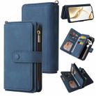 For Honor 200 Pro Skin Feel Multi Card Slots Zipper Wallet Leather Phone Case(Blue) - 1