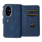 For Honor 200 Pro Skin Feel Multi Card Slots Zipper Wallet Leather Phone Case(Blue) - 3