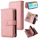 For Honor 200 Lite Global Skin Feel Multi Card Slots Zipper Wallet Leather Phone Case(Pink) - 1