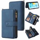 For Honor 200 Lite Global Skin Feel Multi Card Slots Zipper Wallet Leather Phone Case(Blue) - 1