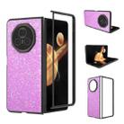 For Honor Magic V3 Black Frame Colorful Glitter Phone Case(Dark Pink) - 1