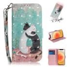 For iPhone 12 mini 3D Colored Drawing Horizontal Flip Leather Case with Holder & Card Slots & Wallet & Lanyard(Black White Cat) - 1
