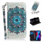 For iPhone 12 / 12 Pro 3D Colored Drawing Horizontal Flip Leather Case with Holder & Card Slots & Wallet & Lanyard(Peacock Wreath) - 1
