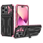 For iPhone 15 Pro Max Kickstand Armor Card Wallet Phone Case(Pink) - 1