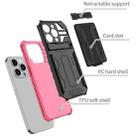 For iPhone 15 Pro Max Kickstand Armor Card Wallet Phone Case(Pink) - 3