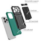 For iPhone 15 Pro Max Kickstand Armor Card Wallet Phone Case(Deep Green) - 3