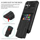 For iPhone 16 Plus Kickstand Armor Card Wallet Phone Case(Black) - 2