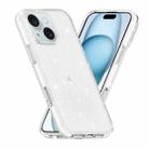 For iPhone 15 Dual Color Clear Glitter TPU + TPE Full Coverage Phone Case(Glitter White) - 1