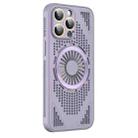 For iPhone 15 Pro Max Hollow Cooling MagSafe Shockproof Phone Case(Purple) - 1