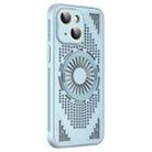 For iPhone 15 Hollow Cooling MagSafe Shockproof Phone Case(Blue) - 1