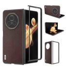 For Honor Magic V3 ABEEL Genuine Leather Elegant Black Edge Phone Case(Coffee) - 1