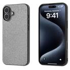 For iPhone 16 Diamond Black Frame Phone Case(Jewel Silver) - 1