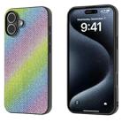 For iPhone 16 Diamond Black Frame Phone Case(Rainbow Diamond) - 1