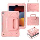 For iPad 10.2 2021 / 2020 / 2019 Legend Grip Holder Silicone Hybrid PC Tablet Case with Strap(Pink) - 1