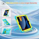 For iPad 10.2 2021 / 2020 / 2019 Legend Grip Holder Silicone Hybrid PC Tablet Case with Strap(Blue Fluorescent Yellow) - 3