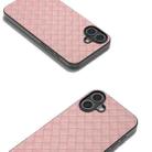 For iPhone 16 Black Frame Woven Texture PU Phone Case(Pink) - 2