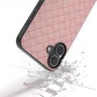 For iPhone 16 Black Frame Woven Texture PU Phone Case(Pink) - 3