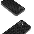 For iPhone 16 Black Frame Woven Texture PU Phone Case(Black) - 2