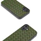 For iPhone 16 Black Frame Woven Texture PU Phone Case(Green) - 2