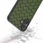 For iPhone 16 Black Frame Woven Texture PU Phone Case(Green) - 3