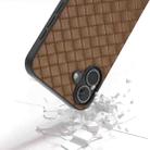 For iPhone 16 Black Frame Woven Texture PU Phone Case(Brown) - 3