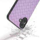 For iPhone 16 Black Frame Woven Texture PU Phone Case(Purple) - 3