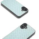 For iPhone 16 Black Frame Woven Texture PU Phone Case(Light Green) - 2