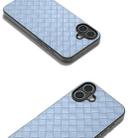 For iPhone 16 Black Frame Woven Texture PU Phone Case(Light Blue) - 2