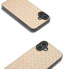 For iPhone 16 Black Frame Woven Texture PU Phone Case(Beige) - 2