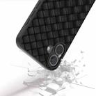 For iPhone 16 Plus Black Frame Woven Texture PU Phone Case(Black) - 3