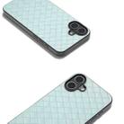 For iPhone 16 Plus Black Frame Woven Texture PU Phone Case(Light Green) - 2