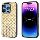 For iPhone 16 Pro Black Frame Woven Texture PU Phone Case(Gold) - 1