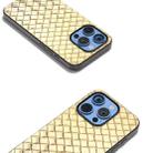 For iPhone 16 Pro Black Frame Woven Texture PU Phone Case(Gold) - 3