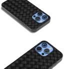 For iPhone 16 Pro Black Frame Woven Texture PU Phone Case(Black) - 3