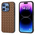 For iPhone 16 Pro Black Frame Woven Texture PU Phone Case(Brown) - 1