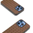 For iPhone 16 Pro Black Frame Woven Texture PU Phone Case(Brown) - 3