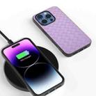 For iPhone 16 Pro Black Frame Woven Texture PU Phone Case(Purple) - 2