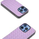 For iPhone 16 Pro Black Frame Woven Texture PU Phone Case(Purple) - 3